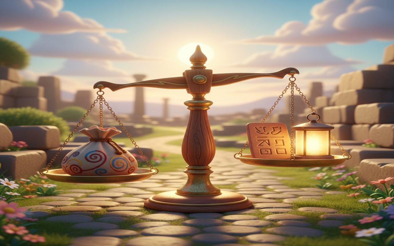 close-up of an old balance scale