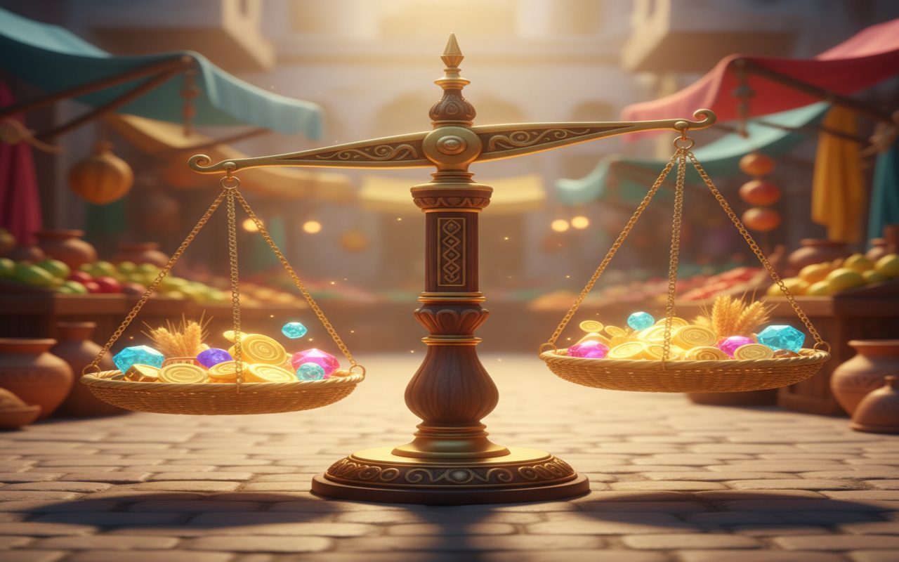 close-up of a balance scale becoming level